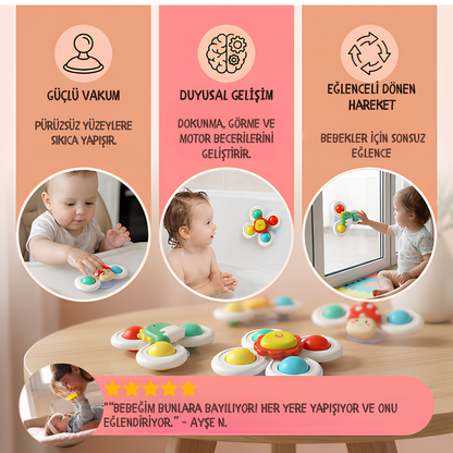 Bebekler İçin Vakumlu Dönen Oyuncak Seti (3'lü) - Yemek Saatlerini Kolaylaştırır